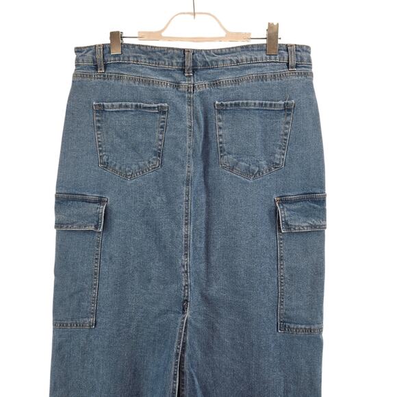 Madden Girl Long Maxi Denim Cargo Skirt Size XL Boho Bohemian Y2K Style Cotton - Picture 4 of 8